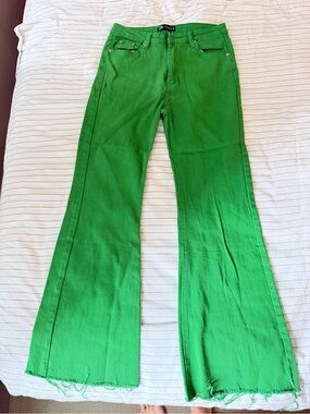Zara Vibrant Green Denim Pants L